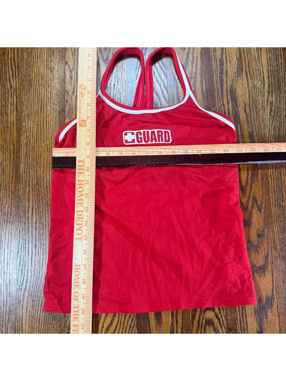 Dolfin Guard Lifeguard Tankini Top Red White Trim Crossback Swim Size M